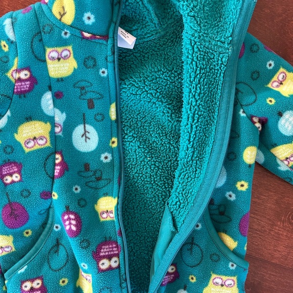 Sherpa hooded zip up jacket owls - Picture 3 of 4